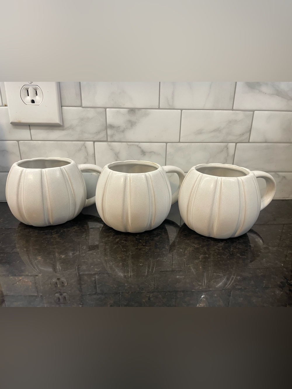 Set of 3 Target Hyde And Eek! Boutique White Stoneware Pumpkin Mugs